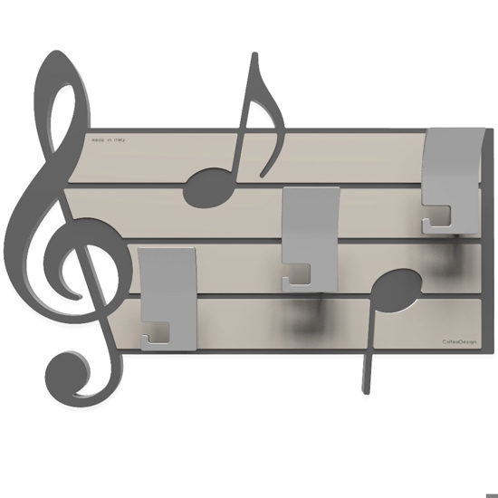 Appendiabiti da parete musica legno colore grigio quarzo