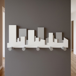 Skyline appendiabiti legno da parete design moderno colore bianco grigio