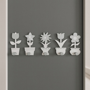 Appendiabiti da parete piantine legno bianco grigio design moderno