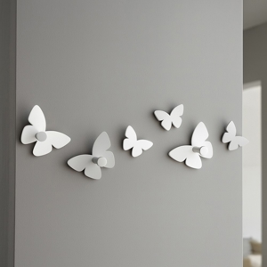 Appendiabiti da parete farfalle bianco grigio 3 ganci