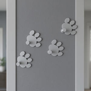 Visualizza i dettagli per Appendiabiti moderno da parete forma orme legno colore alluminio Appendiabiti moderno da parete forma orme legno colore alluminio