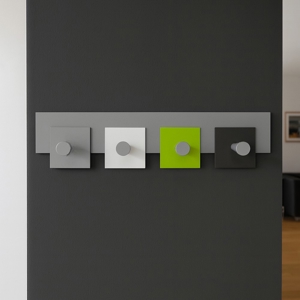 Appendiabiti a muro moderno 4 ganci verde mela bianco grigio
