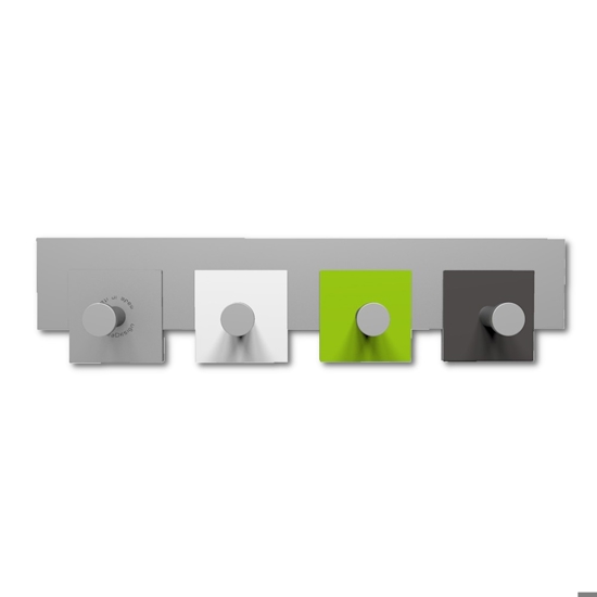 Appendiabiti a muro moderno 4 ganci verde mela bianco grigio