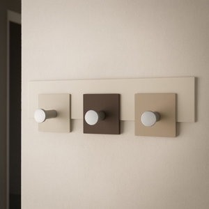Appendipanni da parete moderno 3 ganci legno cioccolato beige