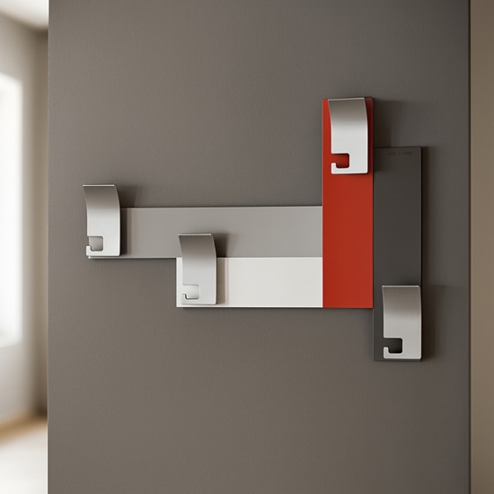 Appendiabiti da parete design moderno rosso rubino bianco grigio
