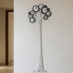 Visualizza i dettagli per Appendiabiti da parete moderno albero legno colore nero grigio Appendiabiti da parete moderno albero legno colore nero grigio