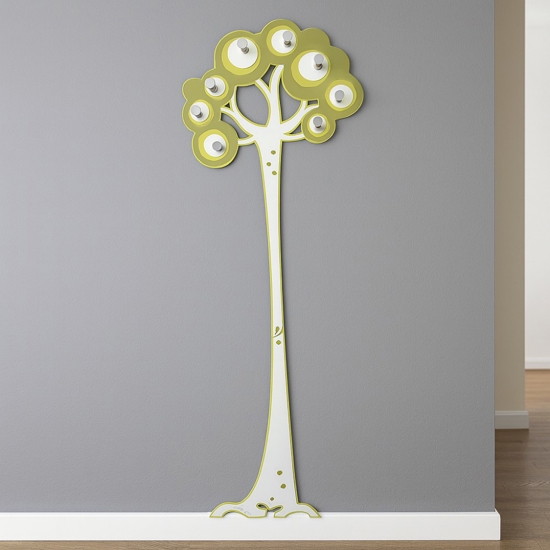 Appendiabiti da parete moderno albero legno colore verde oliva