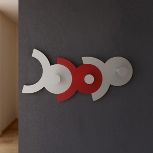Visualizza i dettagli per Diennea appendiabiti da parete rubino e grigio design moderno legno Diennea appendiabiti da parete rubino e grigio design moderno legno
