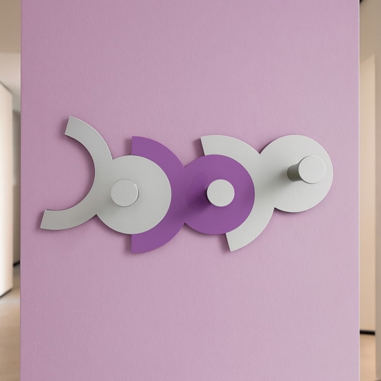 Appendiabiti da parete viola grigio moderno diennea legno