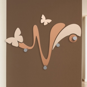 Appendiabiti moderno da parete farfalle legno colore abbronzato 