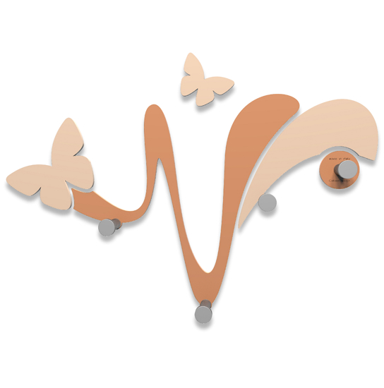 Appendiabiti moderno da parete farfalle legno colore abbronzato 
