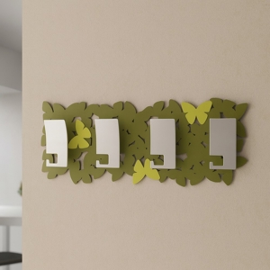 Appendiabiti moderno da parete butterfly legno verde oliva