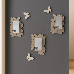 Visualizza i dettagli per Appendiabiti da parete ganci moderno farfalle legno tortora Appendiabiti da parete ganci moderno farfalle legno tortora