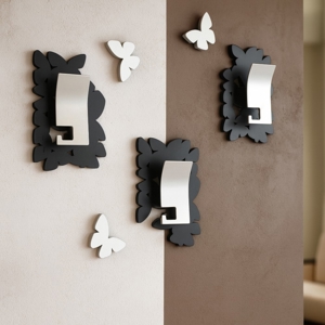 Appendiabiti da parete da farfalle legno nero e 