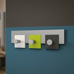 Appendiabiti a muro moderno 3 ganci stripes verde mela bianco grigio