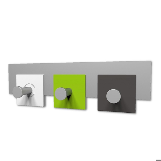 Appendiabiti a muro moderno 3 ganci stripes verde mela bianco grigio