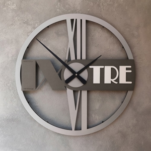 Orologio da parete moderno rotondo legno grigio quarzo 48cm