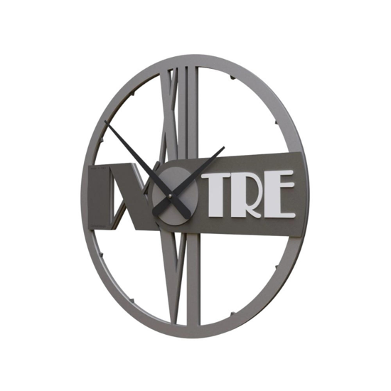 Orologio da parete moderno rotondo legno grigio quarzo 48cm