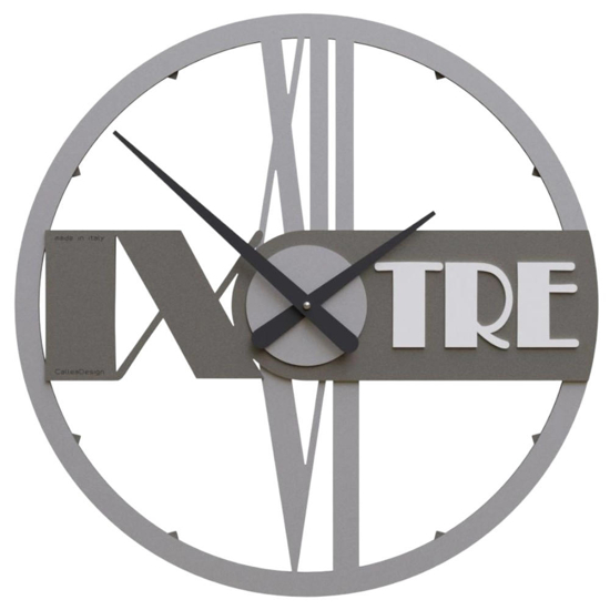 Orologio da parete moderno rotondo legno grigio quarzo 48cm