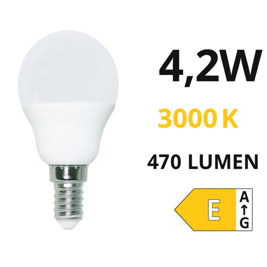 Life lampadina e14 led 4w 3000k minisfera 470 lumen ottica 270