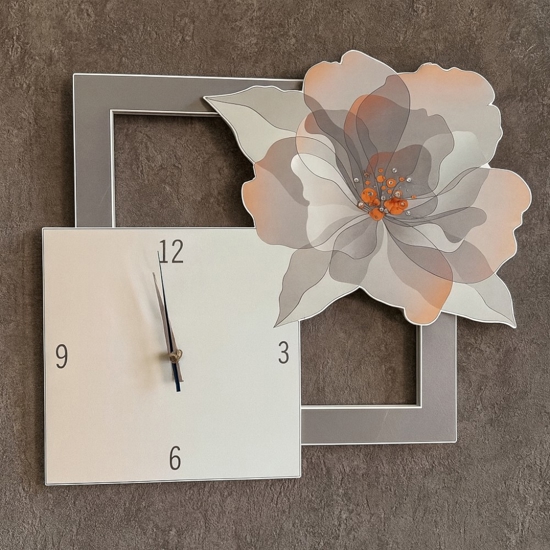 Orologio da muro rose bongelli preziosi cipria 50x45 con strass Orologio da muro rose bongelli preziosi cipria 50x45 con strass
