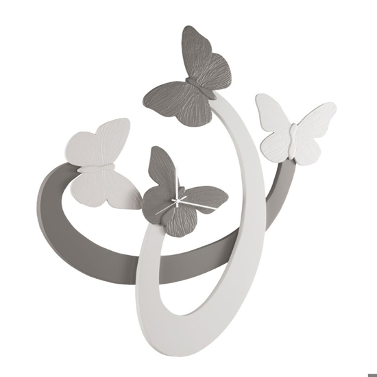 Orologio design da parete 90x90 farfalle bianco tortora