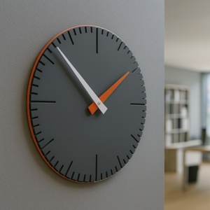 Orologio da muro grigio quarzo arancione bianco in legno