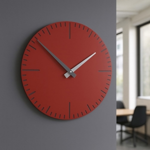 Orologio da parete moderno rubino e grigio in legno taglio laser