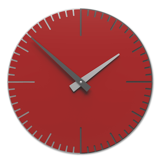 Orologio da parete moderno rubino e grigio in legno taglio laser Orologio da parete moderno rubino e grigio in legno taglio laser