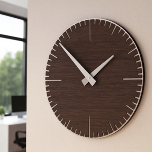 Orologio da muro moderno rovere wengé grigio bianco in legno