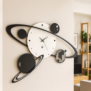 Orologio da muro moderno sistema solare bianco nero