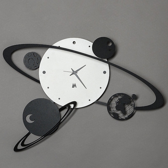 Orologio da muro moderno sistema solare bianco nero