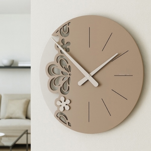 Orologio rotondo da parete design moderno legno caffelatte