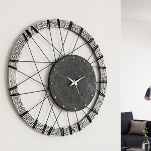 Grande orologio da parete decorativo nero argento 70cm
