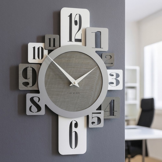 Orologio moderno da muro design legno grigio