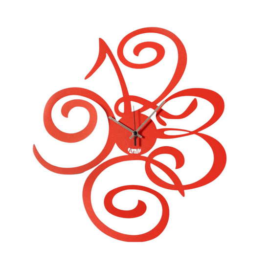 Orologio moderno da parete metallo rosso design numeri Orologio moderno da parete metallo rosso design numeri