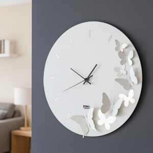 Visualizza i dettagli per Orologio da muro bianco farfalle in volo rotondo moderno Orologio da muro bianco farfalle in volo rotondo moderno