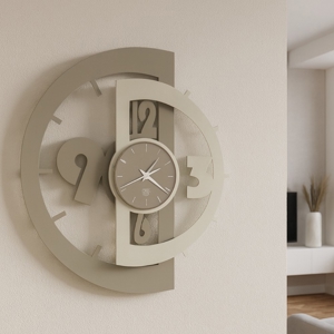 Visualizza i dettagli per Orologio da muro design moderno mezzelune sabbia avorio Orologio da muro design moderno mezzelune sabbia avorio
