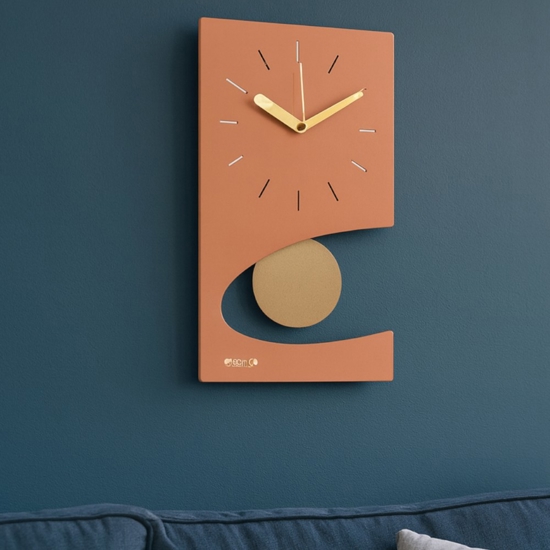 Orologio da muro moderno color pesca pendolo dorato Orologio da muro moderno color pesca pendolo dorato