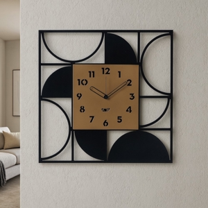 Orologio quadrato da parete moderno nero e oro