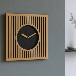Orologio moderno da muro design quadrato oro e nero