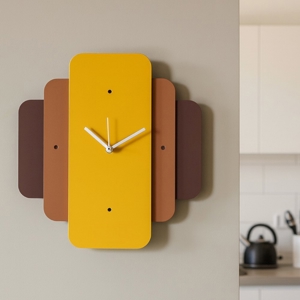 Orologio da parete design moderno giallo e viola