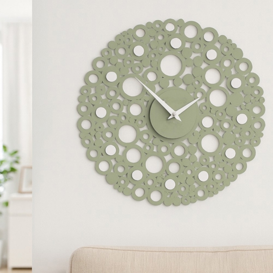 Orologio in legno da parete rotondo verde 40cm Orologio in legno da parete rotondo verde 40cm
