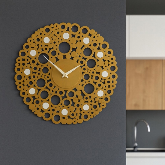 Orologio rotondo da muro legno oro moderno 40cm Orologio rotondo da muro legno oro moderno 40cm
