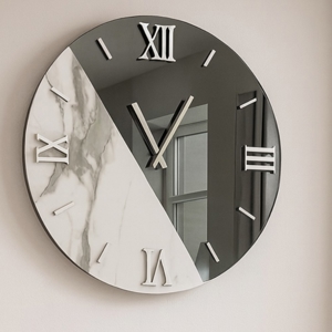 Orologio da parete tondo 60cm design specchio fume marmo laminato
