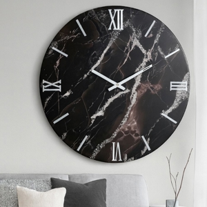 Visualizza i dettagli per Orologio da muro 40cm polvere di luna resina effetto marmorizzato nero argento Orologio da muro 40cm polvere di luna resina effetto marmorizzato nero argento