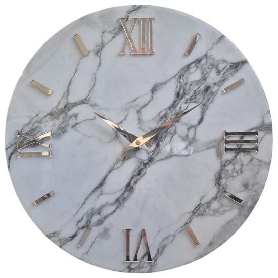 Orologio grande 80cm da parete effetto marmo bianco moderno