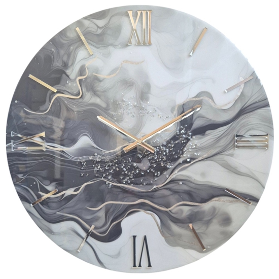 Grande orologio 100cm tondo da muro nero chiaro con cristalli moderno