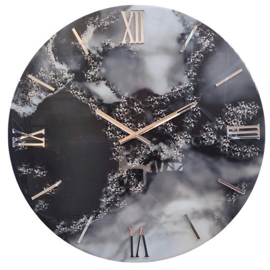Orologio da parete 40cm smoke nero bianco in resina moderno Orologio da parete 40cm smoke nero bianco in resina moderno