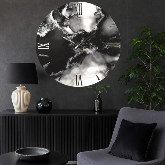 Orologio da parete 40cm smoke nero bianco in resina moderno Orologio da parete 40cm smoke nero bianco in resina moderno